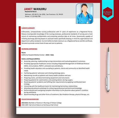 Nursing Resume Template Example