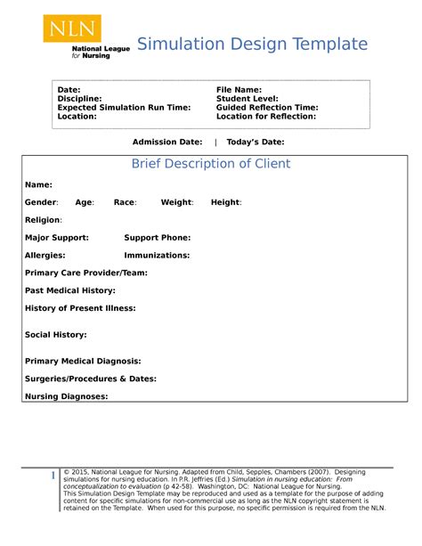 Nursing Simulation Templates