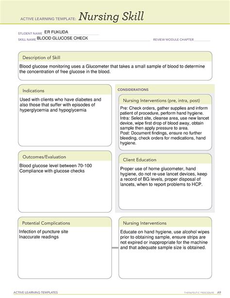 Nursing Skill Template Example