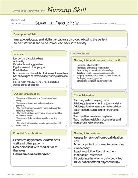 Nursing Skill Template Implementation