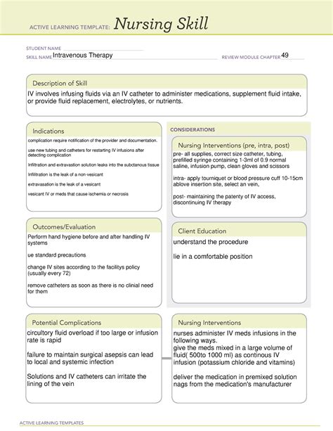 Nursing Skills Template