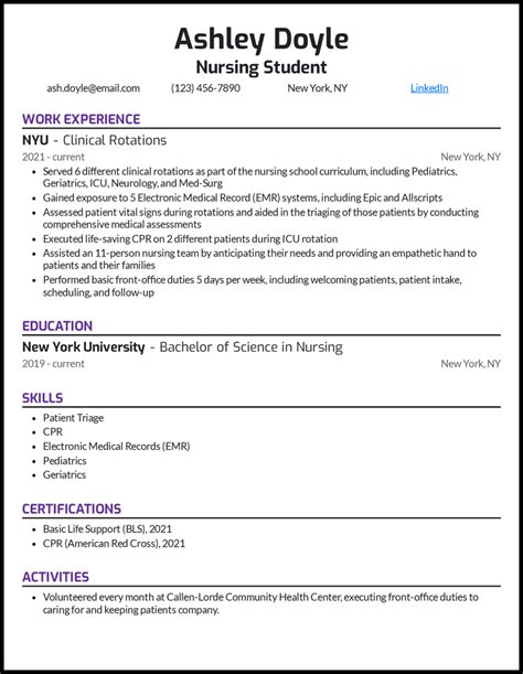 Nursing Student Resume Template Download