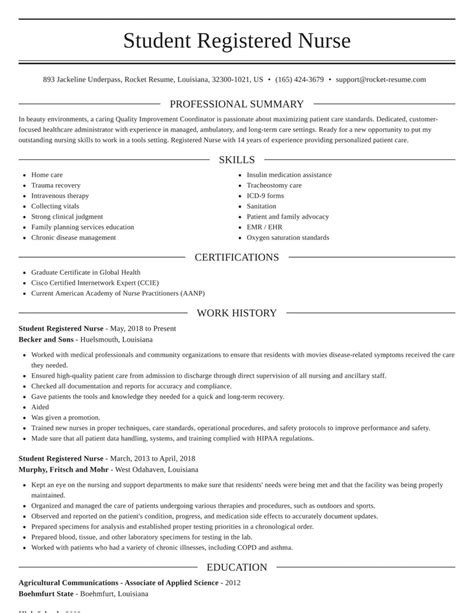 Nursing Student Resume Template Sample 10