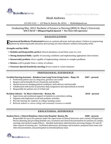 Nursing Student Resume Template Sample 7