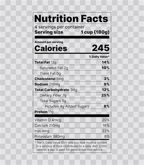 Nutrition Facts Label Template Google Docs