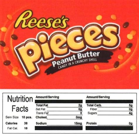 Nutrition Facts Vending Machine Label Template