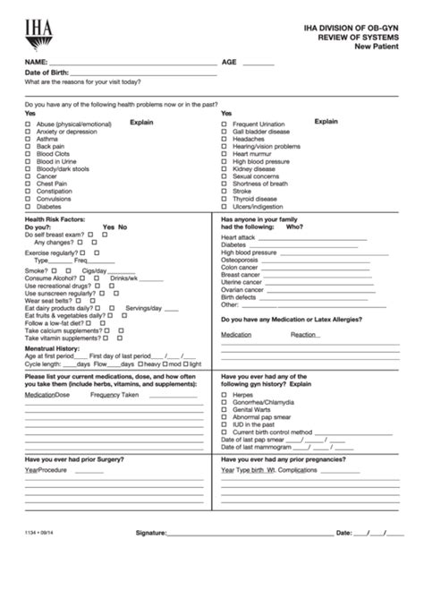 OB-GYN history and physical template