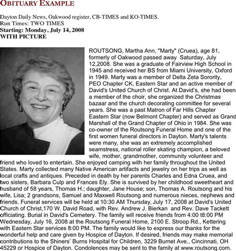 Obituary Archive Example