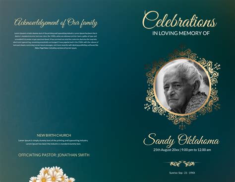 Obituary card template example