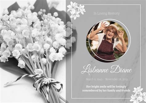 Obituary card template design example 10