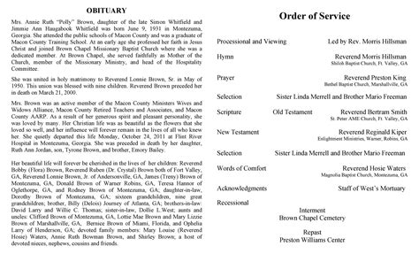 Obituary Listing Template