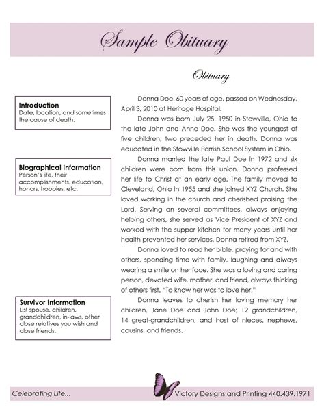 Obituary Template Sample