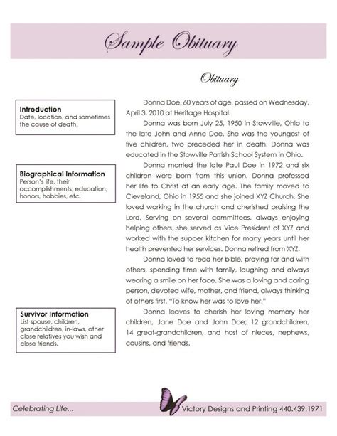 Example of a Comprehensive Obituary Template