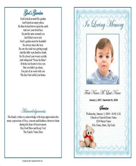 Obituary Template for Child