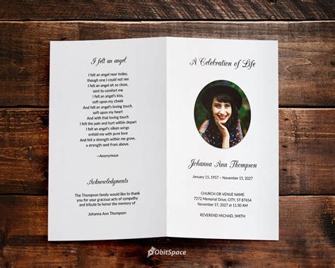 Example of an obituary template with tributes