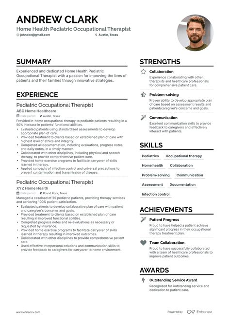 Occupational therapist resume template