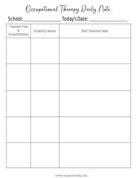 Occupational Therapy Daily Notes Template