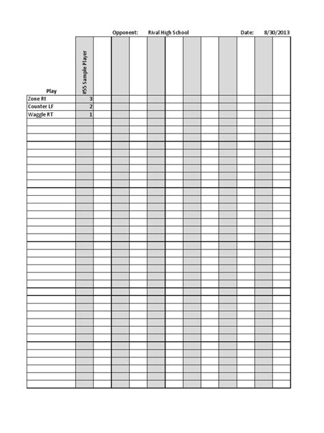 Offensive Line Grading Sheet Example 1