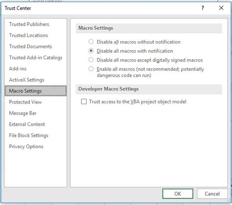 Office 365 Macros Settings