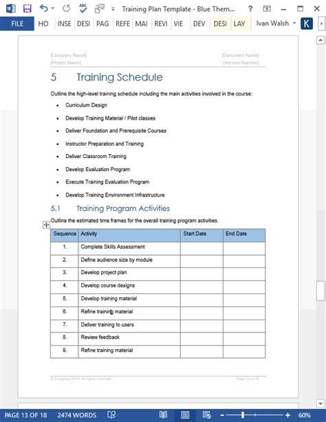 Office 365 Training Plan Template