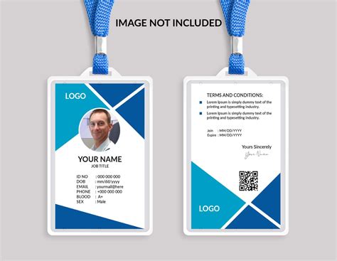 Office ID badge template with title and company logo