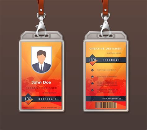 Office ID badge template with name and department