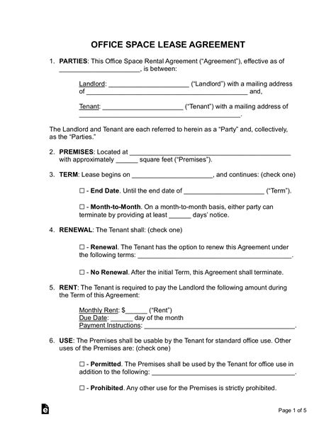 Office Lease Agreement Template Doc