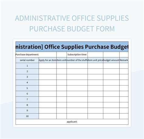 Office supply budget template