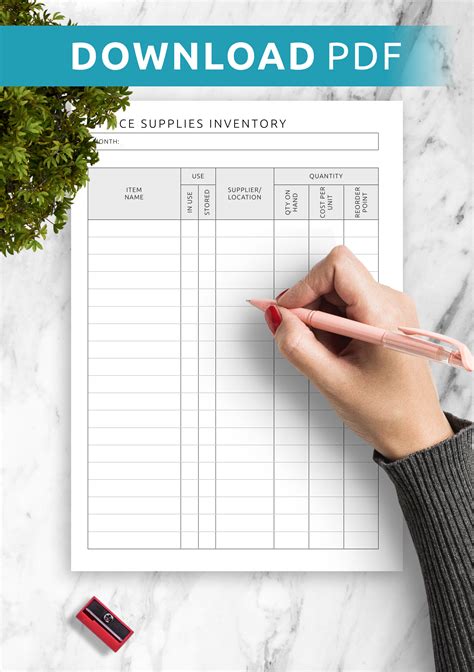 Office Supply Inventory Template PDF