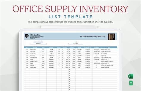 Office Supply Inventory Template with Vendor Information