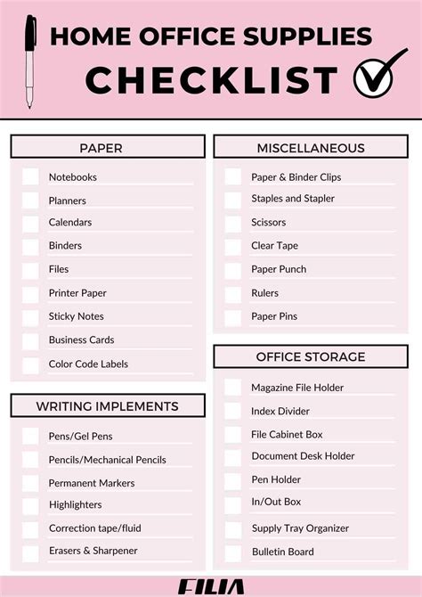 Office Supply List Template