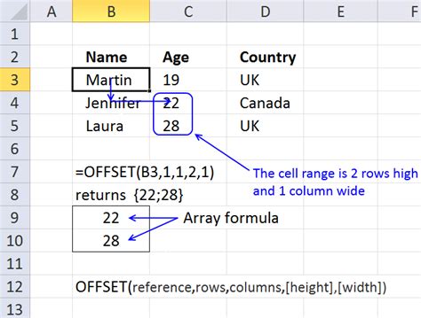 OFFSET function example 2