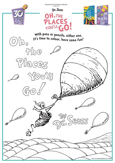 Oh, the Places You'll Go birthday coloring page