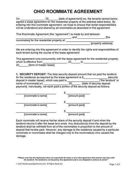 Ohio Rental Lease Agreement Template 7