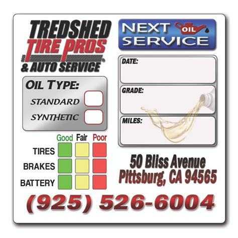 Oil change alert stickers