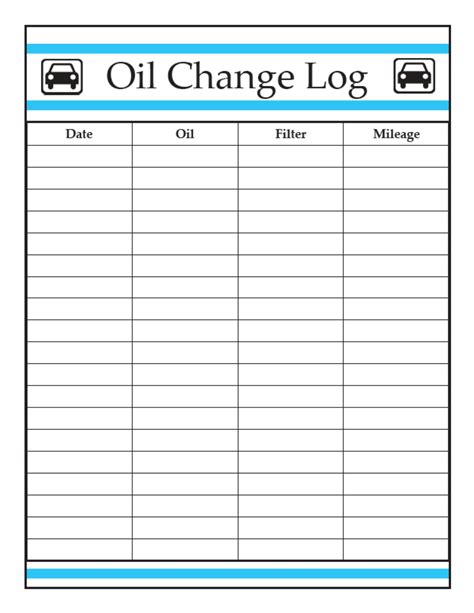 Oil change schedule sticker template