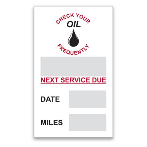 Oil change schedule stickers