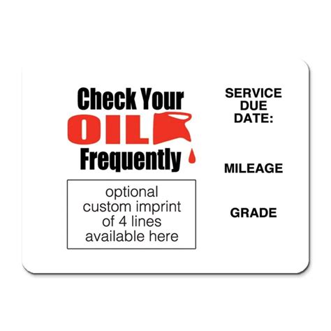 Oil change sticker template