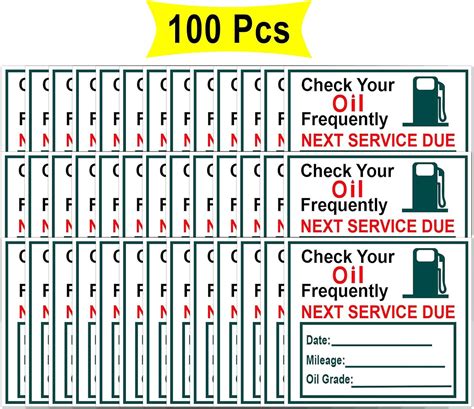 Oil change sticker template designs