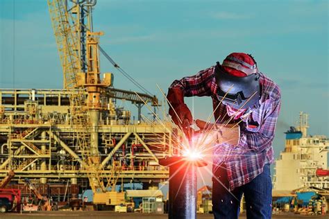 Welder working on an oil rig