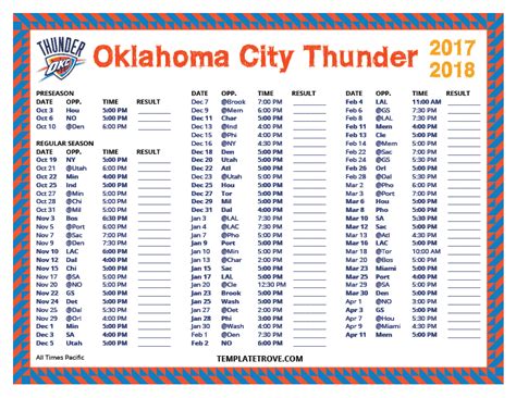 Okc Thunder Printable Schedule Image