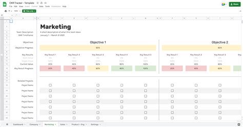 OKR Template Tracking