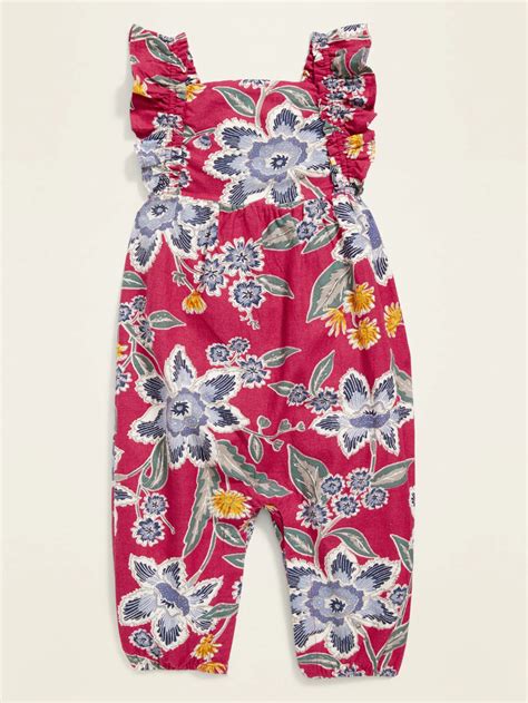 Old Navy Overalls with Floral Patterns