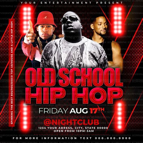 A flyer template with an old school hip hop-inspired design