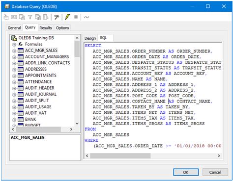 OLE DB Query Editor