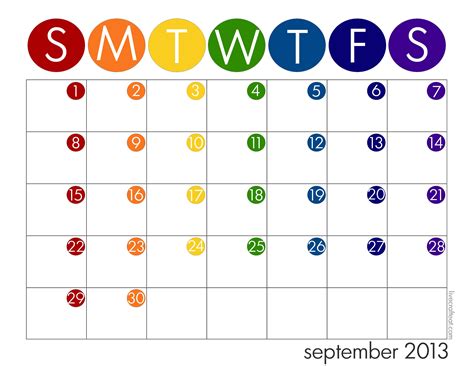 One-Page Calendar for Students