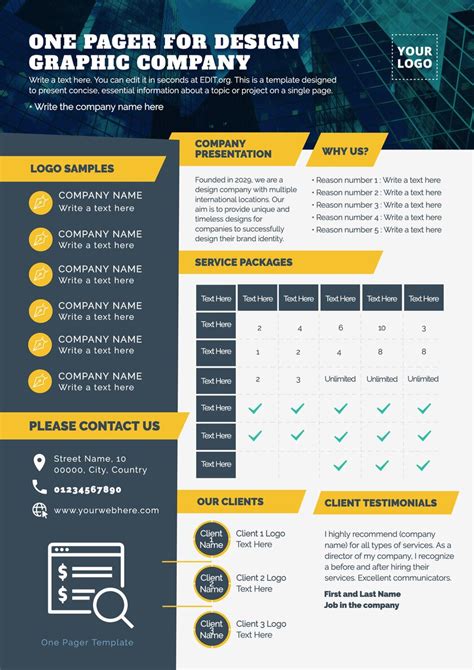 One Pager Template Design