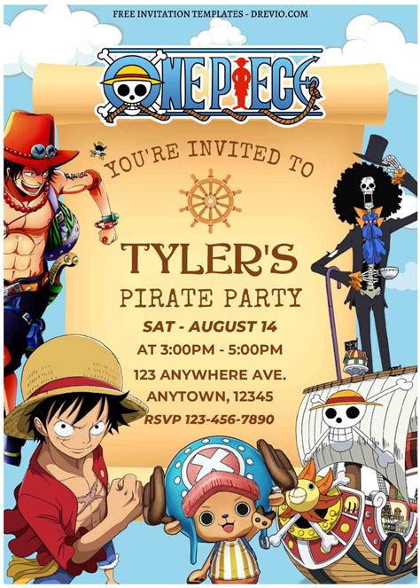 One Piece Anime Invitation Template