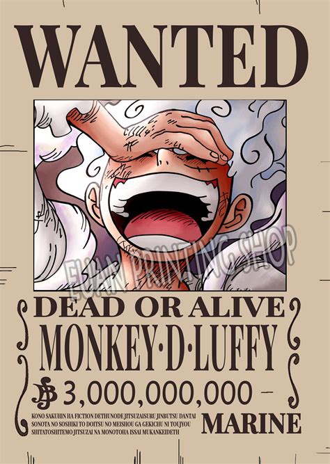 A classic One Piece bounty poster featuring Monkey D. Luffy