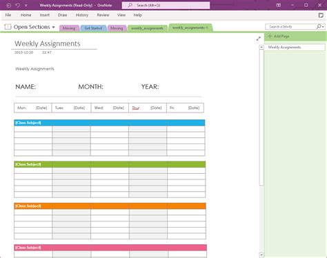 OneNote Meeting Template